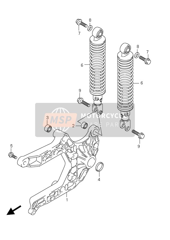 Suzuki UH125 BURGMAN 2008 Brazo oscilante trasero para un 2008 Suzuki UH125 BURGMAN